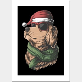 Christmas Golden Retriever Posters and Art